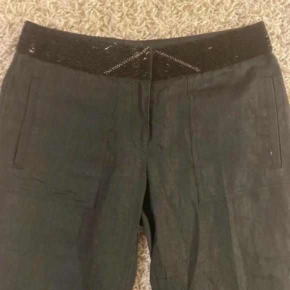 Avenue Montaigne Paris linen beaded cropped pants size 3 - Picture 2 of 8